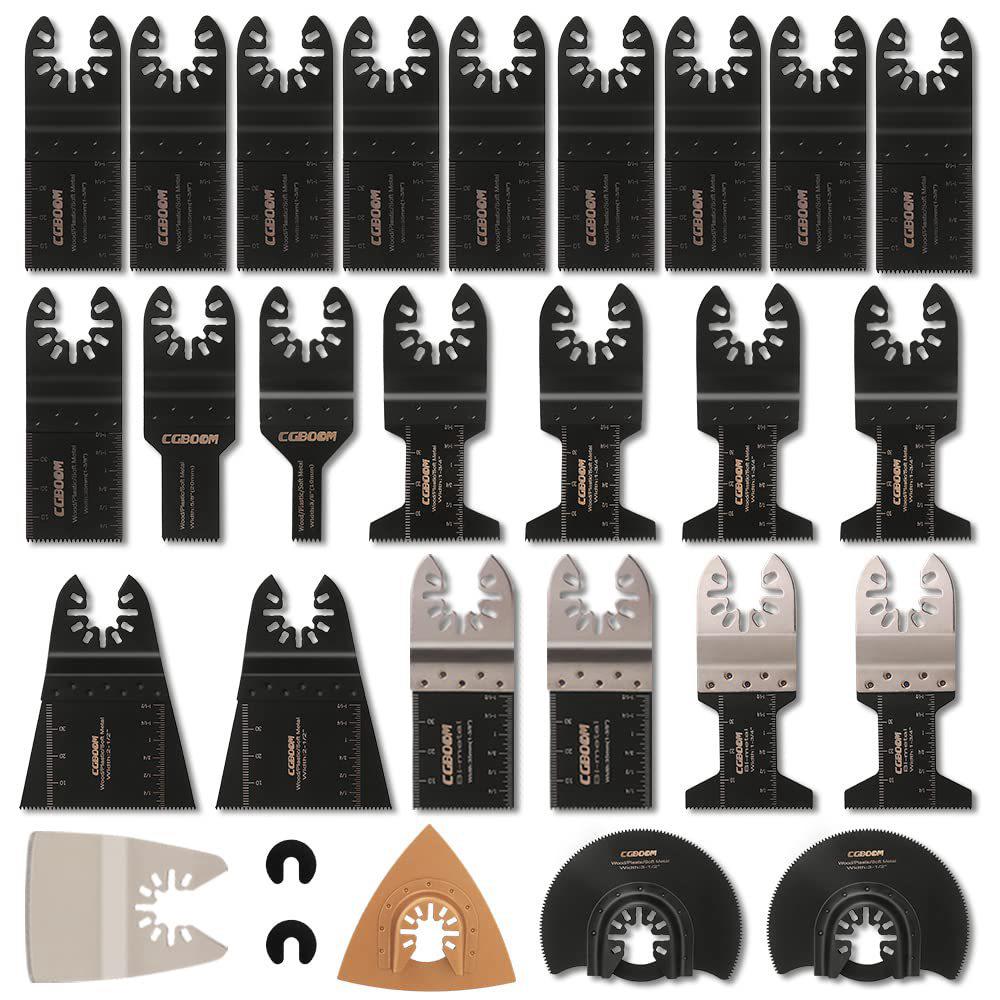 Kit D'Accessoires Pour Outils Multifonctions : Lames De Scie Universelles (28 Pièces) Compatibles Avec Fein Multimaster, Dremel, Bosch, Makita, Dewalt Et Autres.