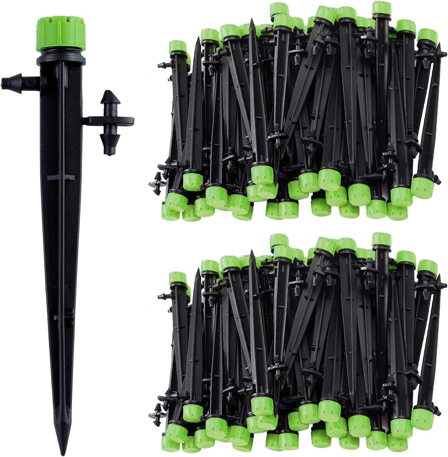 Système D'Irrigation Goutte À Goutte (100 Pièces, Vert), Goutteur Universel Réglable À 360°, Avec Connecteurs, Système D'Irrigation À Débit D'Eau Contrôlé