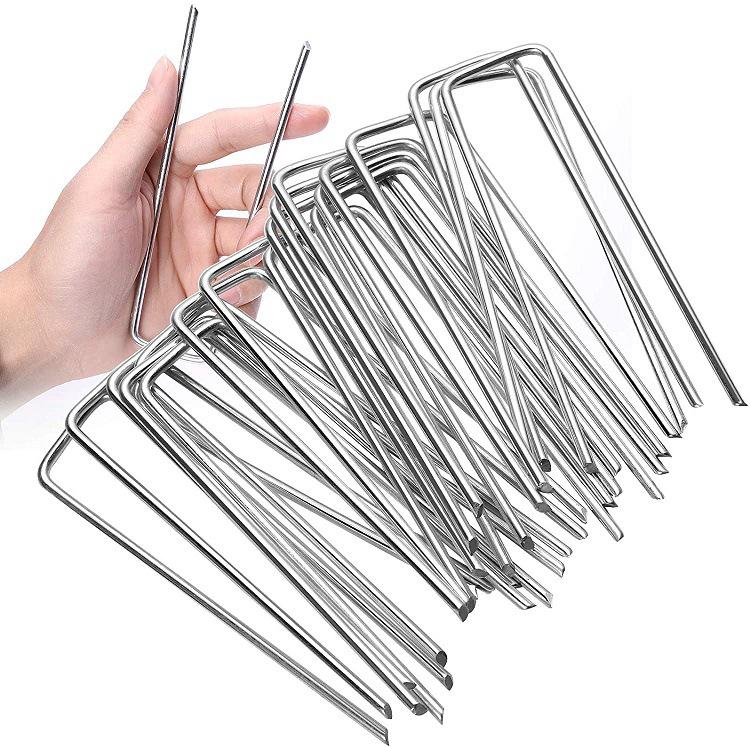Set Of 100 Fixing Pegs, 2.5 Mm 15 Cm Long Steel, Silver, Pegs For Tent, Garden Ground Anchor Peg