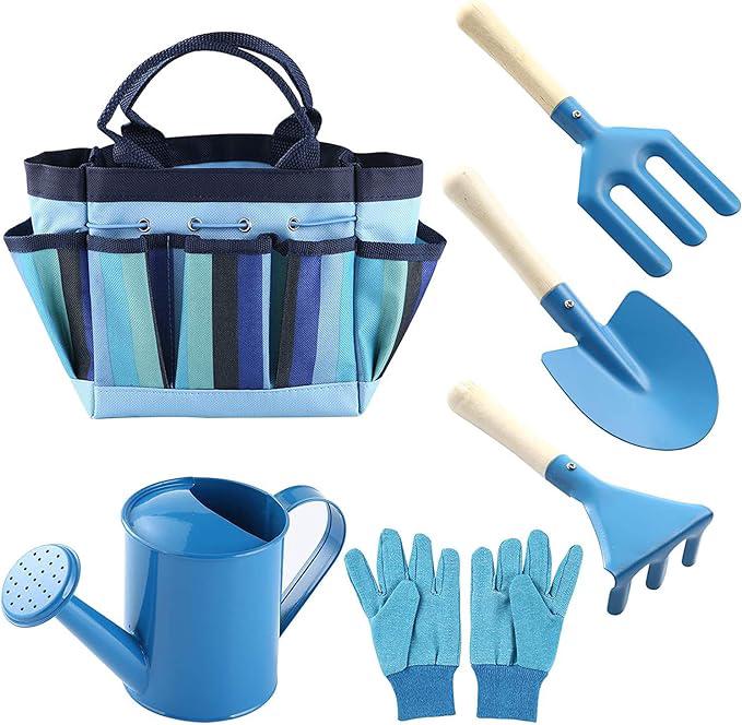 Outils De Jardinage Pour Enfants, Ensemble D'Outils De Jardinage Avec Sac Et Ensemble De 6 Outils Pour Enfants (bleu)