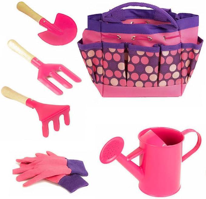 Outils De Jardinage Pour Enfants, Ensemble D'Outils De Jardinage Avec Sac Et Ensemble De 6 Outils Pour Enfants (rose)