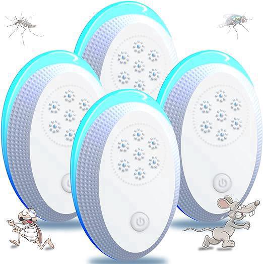 Prise Anti-moustiques À Ultrasons, 4 Paquets De Mouches À Ultrasons, Dispositif Répulsif De Souris Efficace Pour Repousser Les Rats, Les Araignées