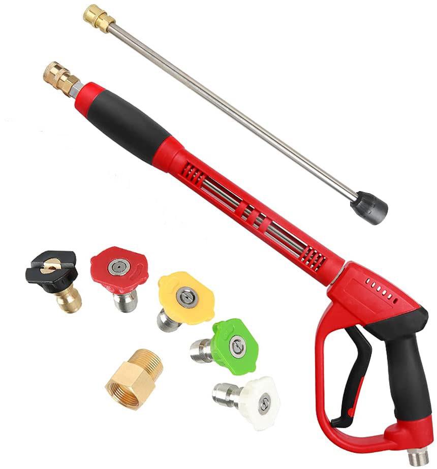 Pistolet De Nettoyeur Haute Pression De 40 Pouces (101,6 Cm), 5 000 Psi (344,5 Bar), Avec Rallonge De Rechange, 5 Buses, Raccord Rapide 1/4 Pouce (6,35 Mm), M22 15 Mm Ou M22 14 Mm.