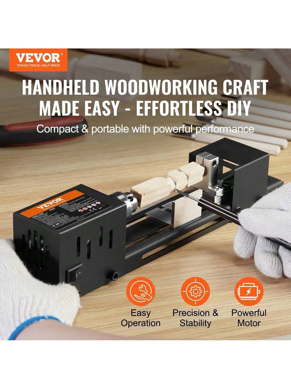 Mini Lathe Machine, 2.76 In X 6.3 In, 24vdc 96w Mini Wood Lathe Tools Milling Machine Accessories, 7 Speeds 4220/5300/5650/6350/6660/7050/8450 Rpm, For Diy Woodworking Wood Drill Rotary Tool
