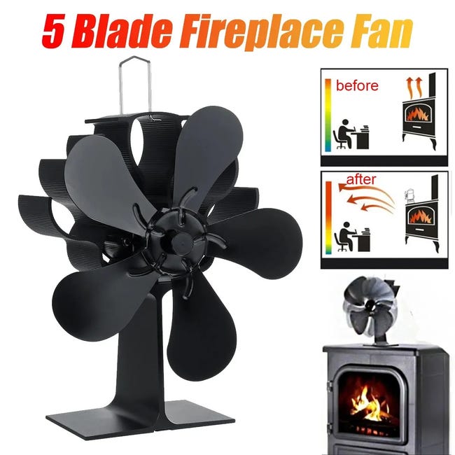Ventilateur Thermique Silencieux À 5 Pales Pour Poêle À Bois, Distribution Efficace De Chaleur En Hive