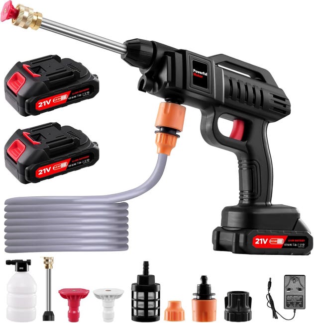 Nettoyeur Haute Pression Sans Fil 60 Bar - Débit 10l/min, Batterie 30000mah, 20000 Tr/min Pour Voiture/jardin (5m Tuyau)