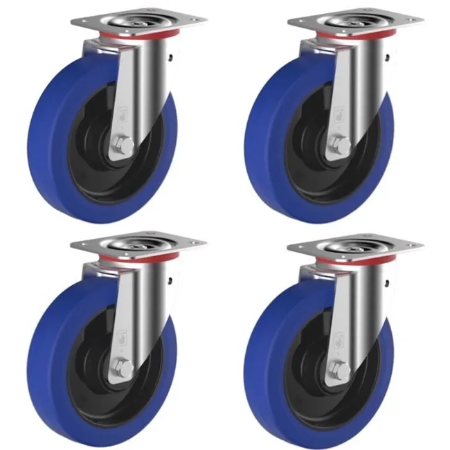 Lot De 4 Roulettes Pivotantes Et Pivotantes À Frein Caoutchouc Easyroll® Bleu 100 Mm Charge - 420 Kg (sku Produit : 93819022 Sku Offre : 1029liu38)