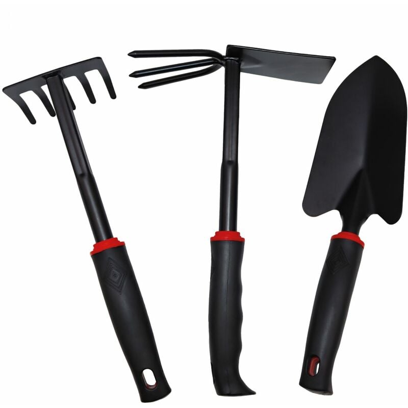 Lot De 3 Outils De Jardinage À Main En Acier Inoxydable Noir