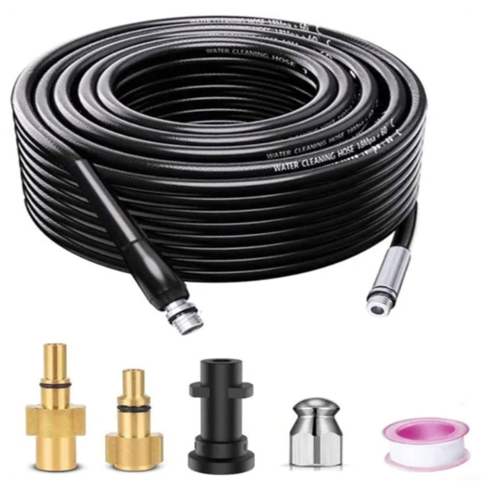 Kit De Tuyau De Nettoyage De Canalisations Flexible, Outil De Débouchage De Tuyau Avec Buse D'Eau Pour Nettoyeur Haute Pression, Nettoyage (10 M)