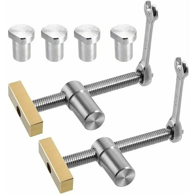 Lot De 2 Pinces De Serrage Rapides Pour Établi De Table Avec 4 Chiens De Banc Pour Trou De 20 Mm, Butée D'Établi De Positionnement À Faire Soi-même