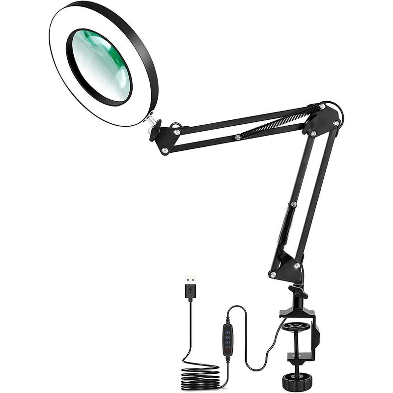 Lampe Loupe Led Avec Fixation, Lampe Loupe Éclairante Avec Grossissement 5/8/10x, Lampe À Bras Articulé Réglable