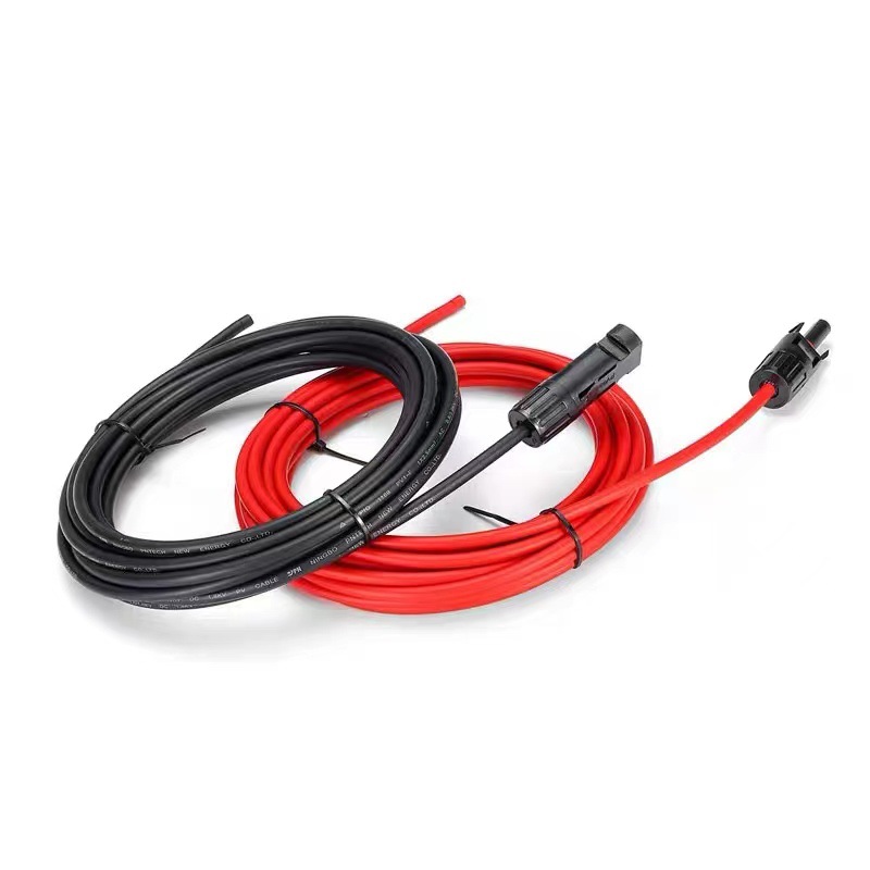 Câble D'Extension Pour Module Solaire Mc4, Connecteur Pv, Câble Pv - 4 Fils Carrés Rouges Et Noirs De 5 M Chacun, Connecteur Simple, 2 Pièces