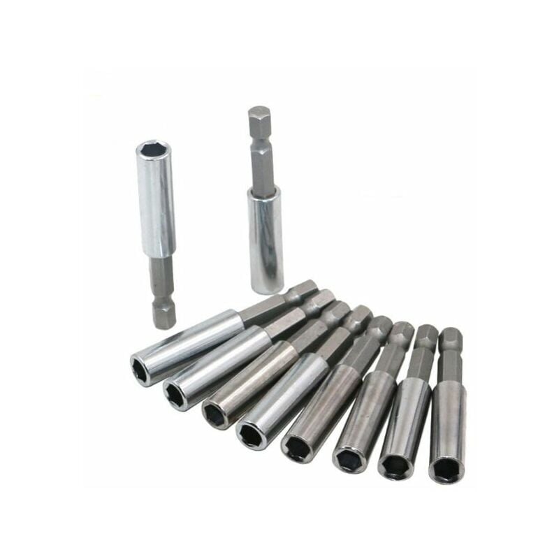 Promotion Porte Embout Magnetique Lot De 10 Pcs Extension Embout Tournevis 1/4" Hex Tige Outil Electrique 60mm