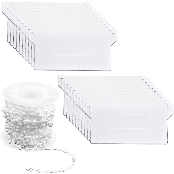20 Stycken Vertikala Persienner Vikt Bottenlameller 89 Mm (3,5") X 10 M Reparationssats För Persienner, Vit