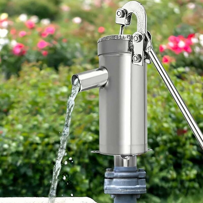 Pompe À Eau Manuelle En Acier Inoxydable - Pompe À Main - Pompe À Eau Manuelle Pour Eau Souterraine Jusqu'à 10 M De Profondeur