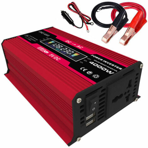Convertisseur D'Effet Supérieur 4000w, Affichage Led, Onduleur À Effet Nominal 300w, 12v Dc Jusqu'à 110v/220v Ac