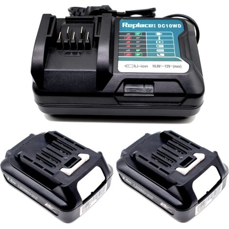 2x Batterie & Chargeur Pour Makita 10,8v 12v 2,0ah Bl1021b Bl1041b Bl1020b Bl1040b Bl1016 Bl1015 Modèle De Chargeur Dc10wd Dc10sb Dc10wc