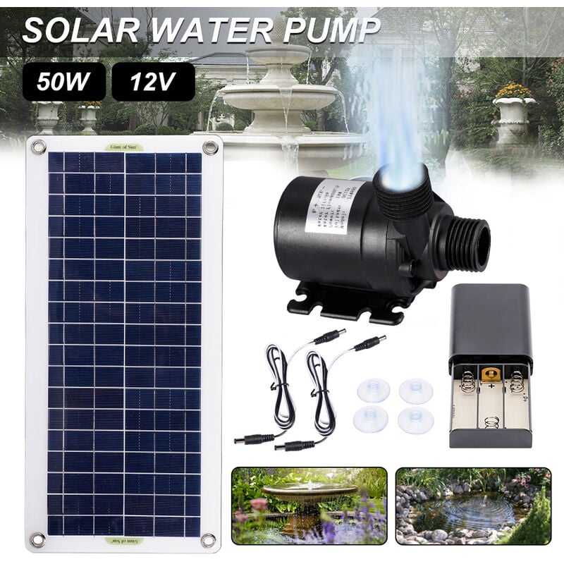 Pompe À Eau Solaire Sans Balai 800 L/h, Moteur Ultra Silencieux 50 W, Fontaine De Jardin Décorative Subsn