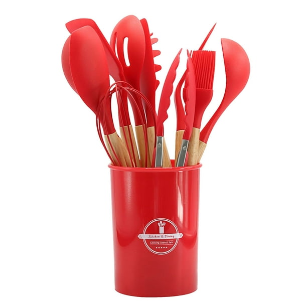 Poêles En Acier Inoxydable Pour La Cuisson, Poêles Antiadhésives, Seau De Rangement, Poignées En Bois, Ustensiles De Cuisine En Silicone, Ensemble De 12 Pièces En Silicone, Poêle En Acier Inoxydable