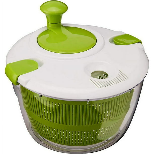 Essoreuse À Salade De Cuisine Grande Capacité 5 L - Essoreuse Manuelle Avec Couvercle À Verrouillage Sécurisé Et Poignée Rotative - Essoreuse À Salade Facile À Utiliser Avec Bol, Passoire Et Système D