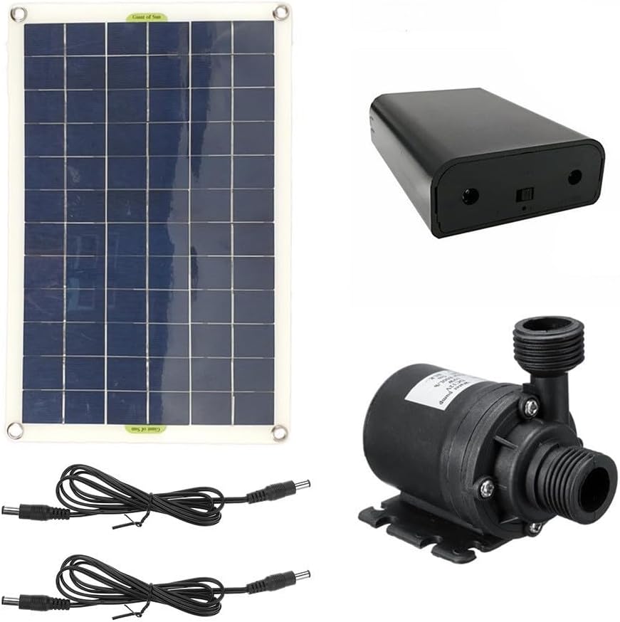 Kit De Pompe Solaire 50 W Pour Bassin De Jardin, Piscine Avec Hauteur De Tête De 5 M, Débit 800 L/h, Faible Bruit, Construction Abs, Boîte À Piles Dc 12 V