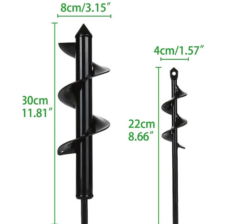 Mèche Jardin Tarière 2 Pièces, Ø80mm×300mm + Ø40mm×220mm Forets De Jardin En Spirale, Outil De Plantation Pratique Pour Faire Rapidement Trou Et Planter Des Fleurs Arbres Arbustes