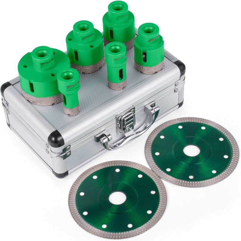 Husuper Scie Cloche Diamantee, Qualite Premiere Foret Diamant Cylindrique 6 Pieces, Avec 2 Lames, Boitier Portable Leger, Pour Les Carreaux /le Granit /le Marbre /les Autres Pierres /la Porcelaine