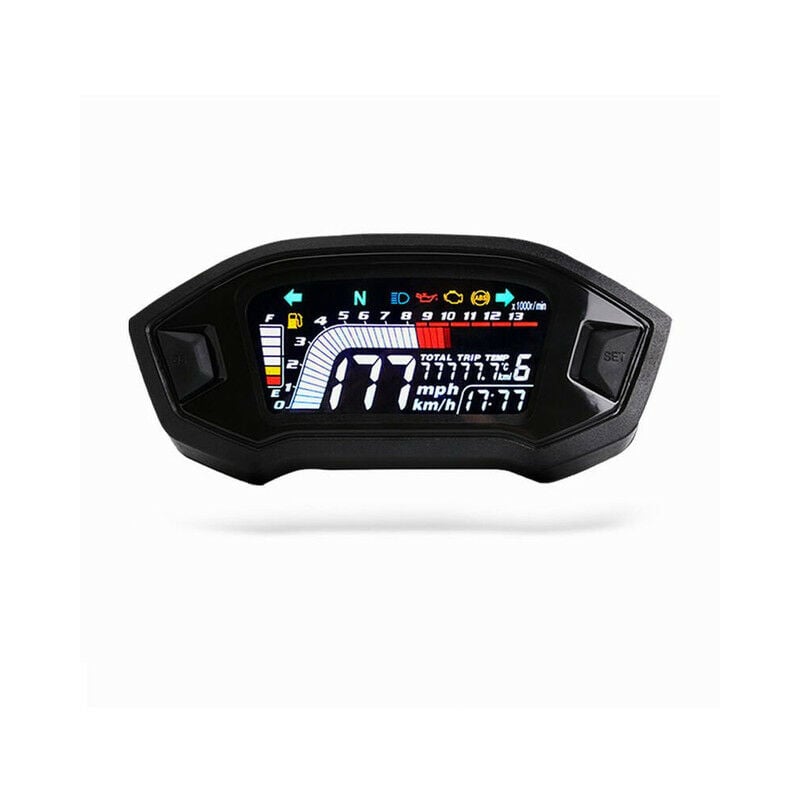 Compteur De Vitesse Moto Tachymètre Universel Lcd Compteur Kilométrique Numérique Jauge De Niveau De Carburant 14000 Tr/min 199 Km/h Pour 1,2,4 Cylindres - Le Noir