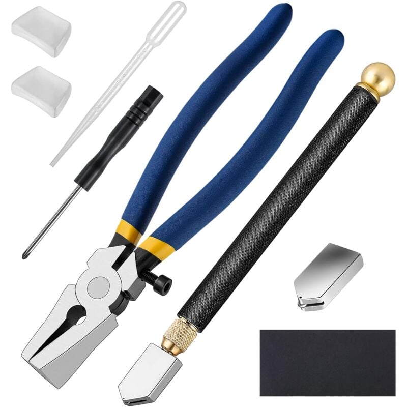 Kit De Coupe-verre Fournitures Pour Vitraux Avec Pinces À Verre Robustes Et Outils De Coupe-verre De Style Crayon Outil De Coupe De Vitrail Professionnel Avec Tête Remplaçable Pour Mosaïque/carrelag