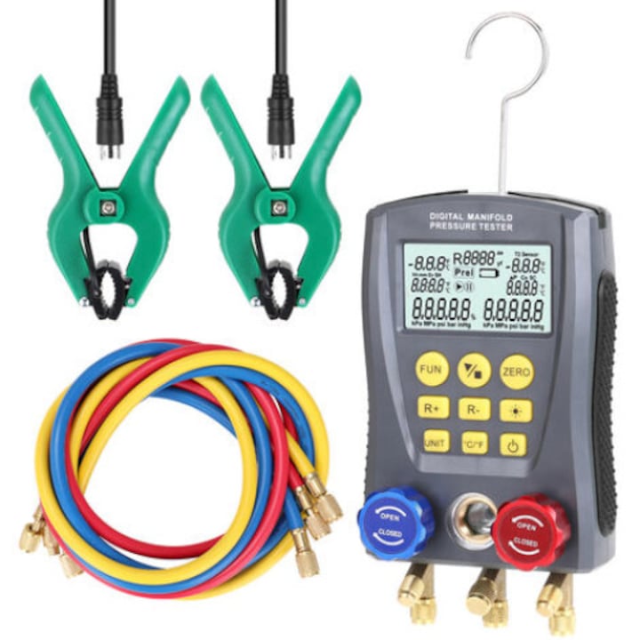 Manomètre Numérique Pour Réfrigération Qttvbtna, Base De Données De Fluides Frigorigènes, Écran Lcd, 0-6000 Kpa, -40 °c À 150 °c, Kit