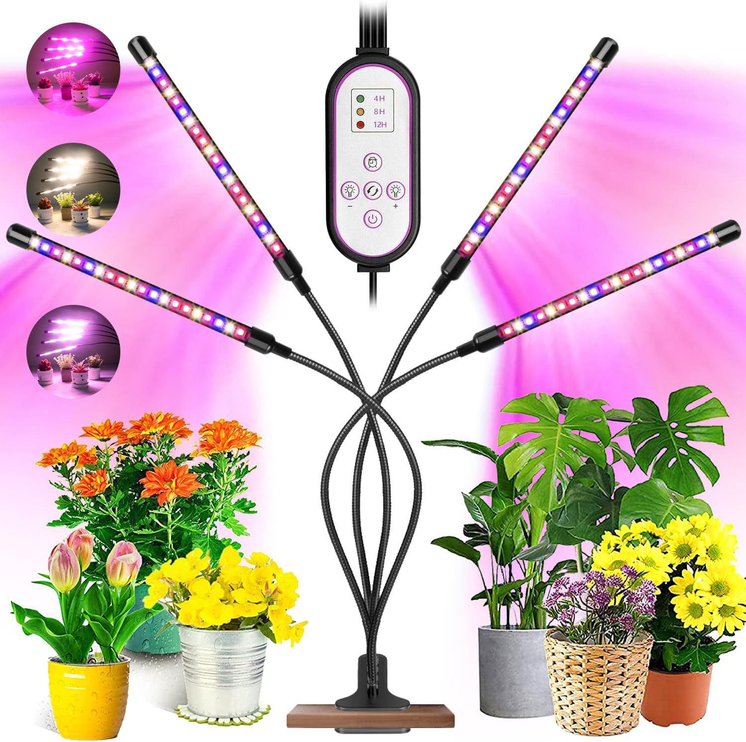 Led Lampe De Croissance À 360ḟ Éclairage Horticole Avec, Lampe Pour Plante 4 Têtes Lampe Croissance Spectre Complet