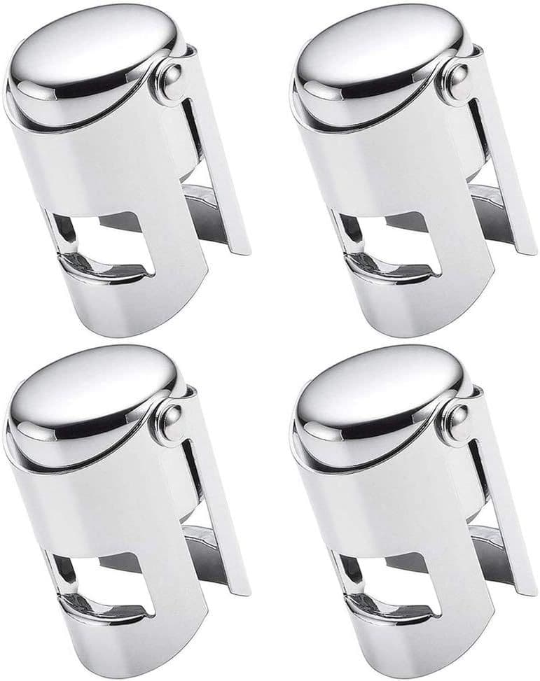 Bouchons À Champagne, Paquet De 4 Scellants De Fermeture Bouteille De Vin Mousseux En Acier Inoxydable Scellé Sous Vide Pour Cadeaux