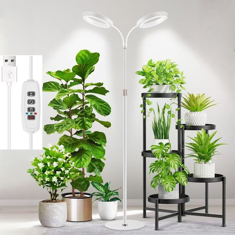 Grande Lampe Horticole 24 V Pour Plantes D’intérieur, Spectre Complet Renforcé 660 Nm, Led Lumileds, 2×16 Cm Lampes Avec Minuterie & Gradation, Hauteur Réglable 56–178 Cm, Base 22 Cm, 30 W
