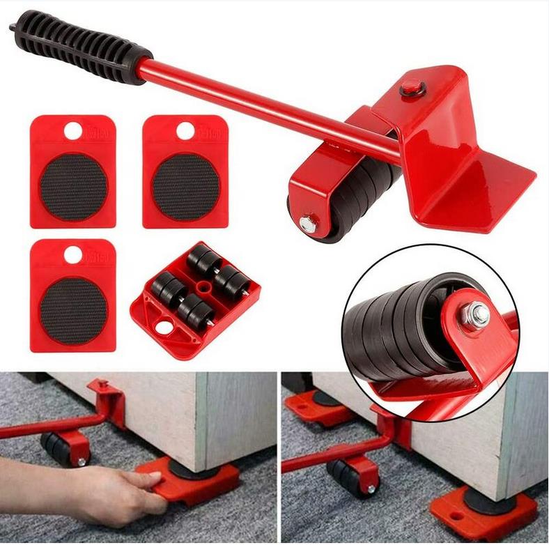 Accessoire De Levage,kit De Deplace Meuble Lourd Sans Effort, Deplace Meuble A Roulette,1 Tige De Levage Et 4 Roulettes De Déplacement,jusqu'à 300kg