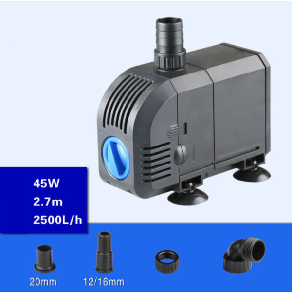 Pompe À Eau Submersible, Mini Pompe D'Aquarium 45 W 2500 L/h, Pompe De Fontaine Pour Bassin, Fontaine, Aquarium Avec 3 Embouts 12/16/20 Mm.
