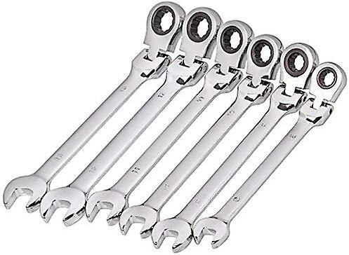 Acrux7 6 Pack Flex Head Ratcheting Wrench Set, 8-13 Mm Ratcheting Combination Wrench, Chrome Vanadium Steel Gear Wrench For