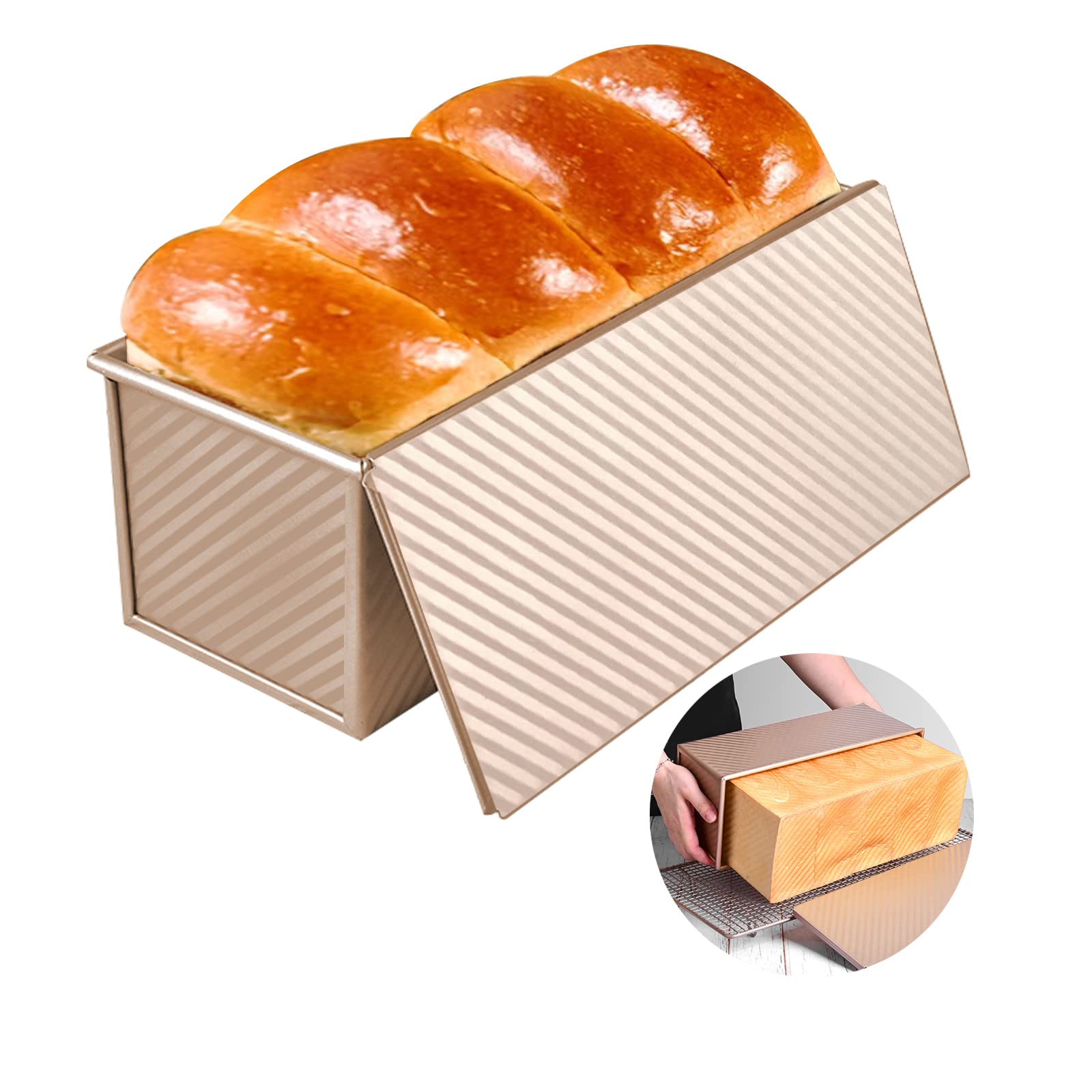 1-stuk Broodpan Met Deksel - Anti-aanbak Brood Toast Doos - Bak Cakevorm Met Deksel - Geschikt Voor Zelfgebakken Brood Oven Bakken - Sandwich Broodpan - Grote Capaciteit Toastvorm - Rosé Goud