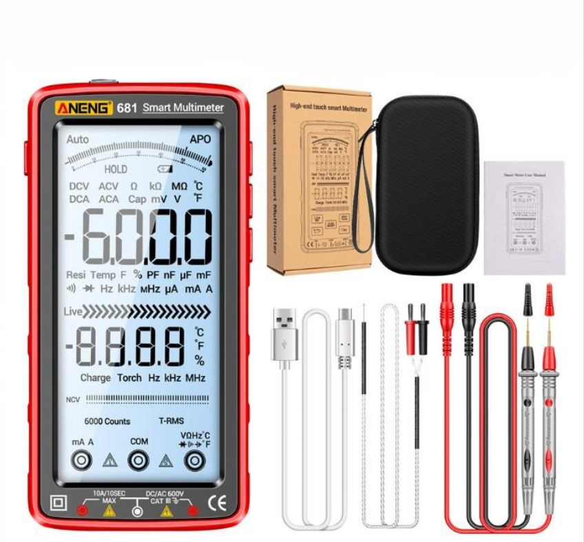 Multimètre Numérique Testeur Tactile Intelligent Voltmètre Rechargeable À Plage Automatique Trms 6000 Points,courant Ac/dc,tension Ac/dc,résistance