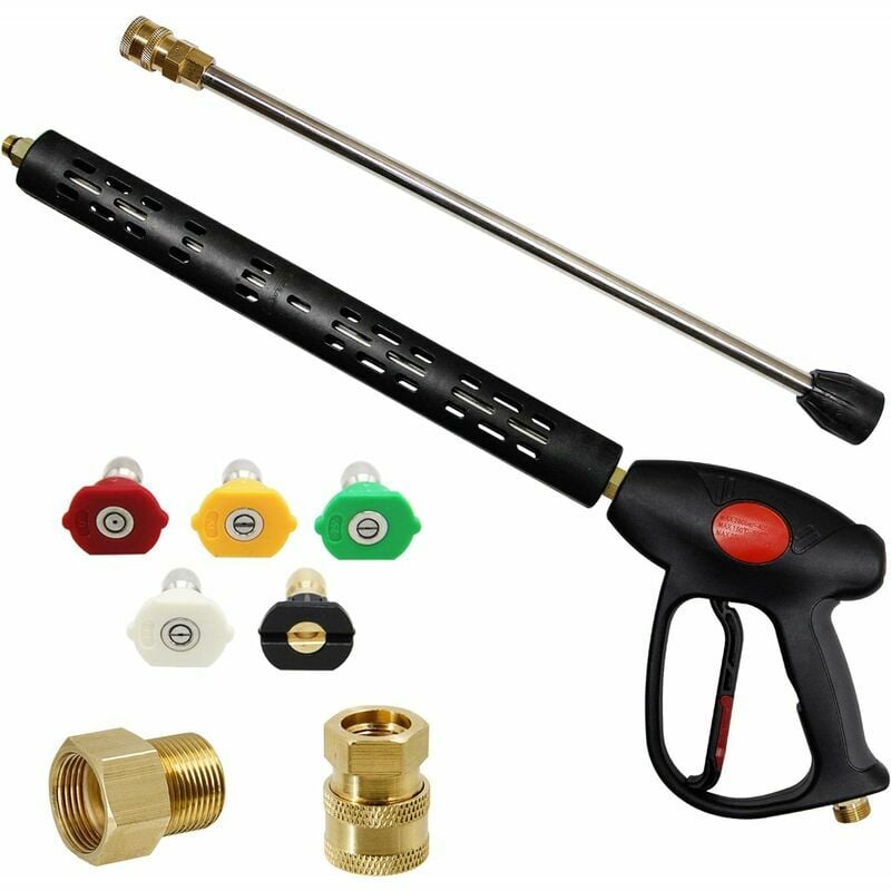 Accessoire Pour Nettoyeur Haute Pression,pistolet De Remplacement Pour Laveuse À Pression Avec Rallonge De 16 Pouces, 4000 Psi, Pistolet De Laveuse À Pression Avec Raccord M22-15mm Ou M22-14m
