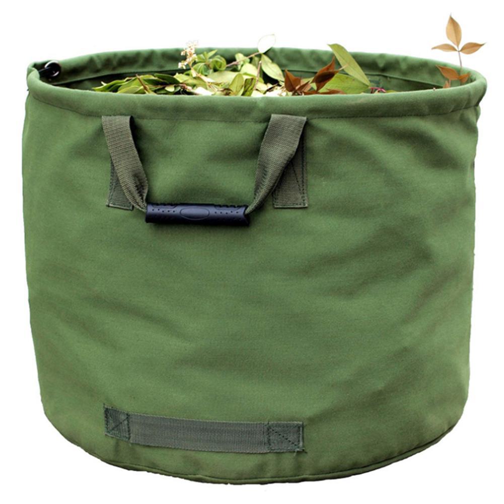 Sac De Jardinage 125l Extra-robuste Avec Poignées, Sac De Ramassage Feuilles Verte Avec Toile Militaire (h45.7 Cm, D55.8 Cm)