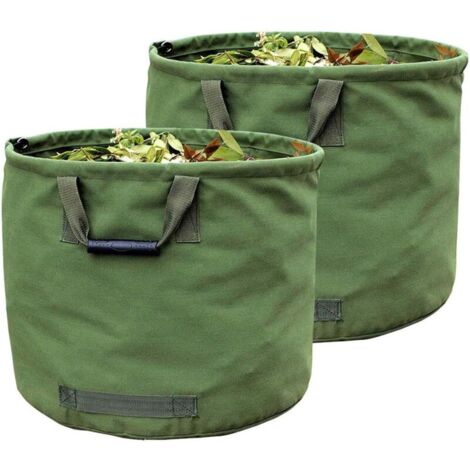 2 Sacs De Jardinage Robustes De 125 L Avec Poignées, Sac De Ramassage De Feuilles Vertes En Toile Militaire (h 45 Cm, P 54 Cm)
