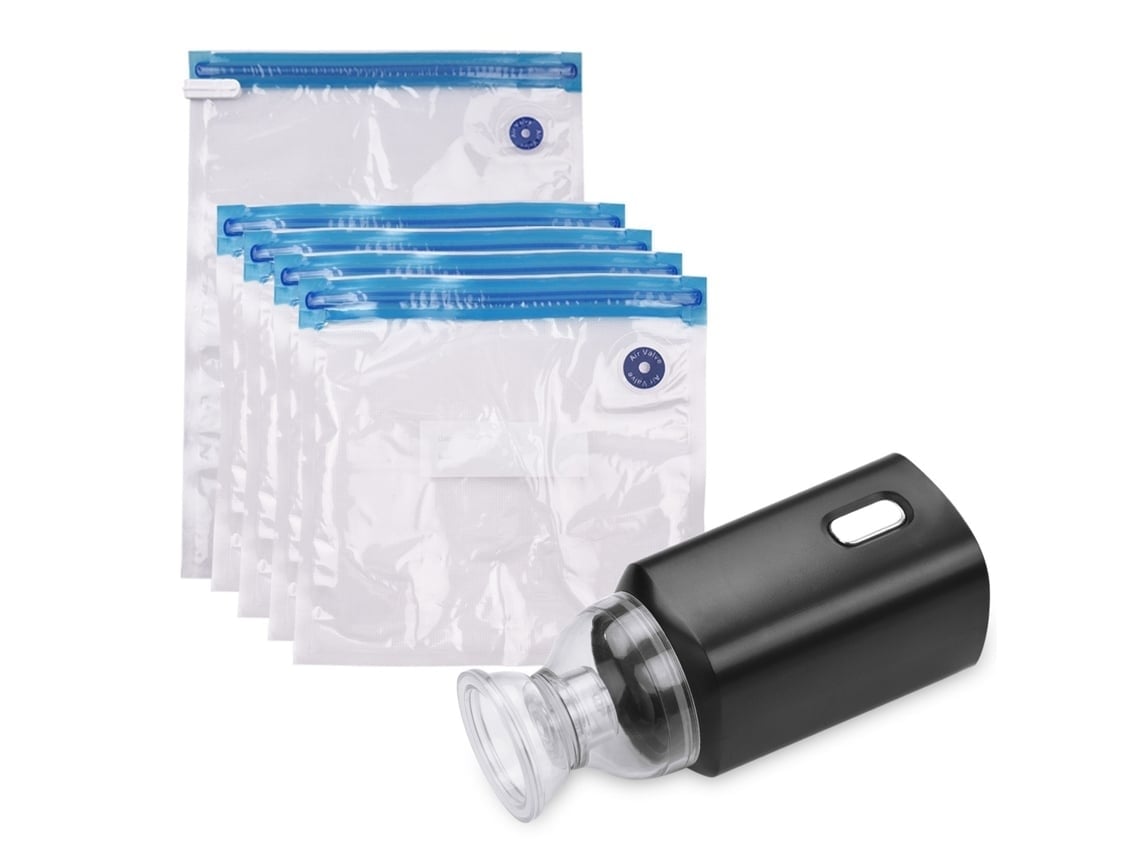 Bomba Elétrica Para Sacos De Armazenamento A Vácuo Com Cabo Usb 5 Sacos De Armazenamento Recarregáveis Elisefashion