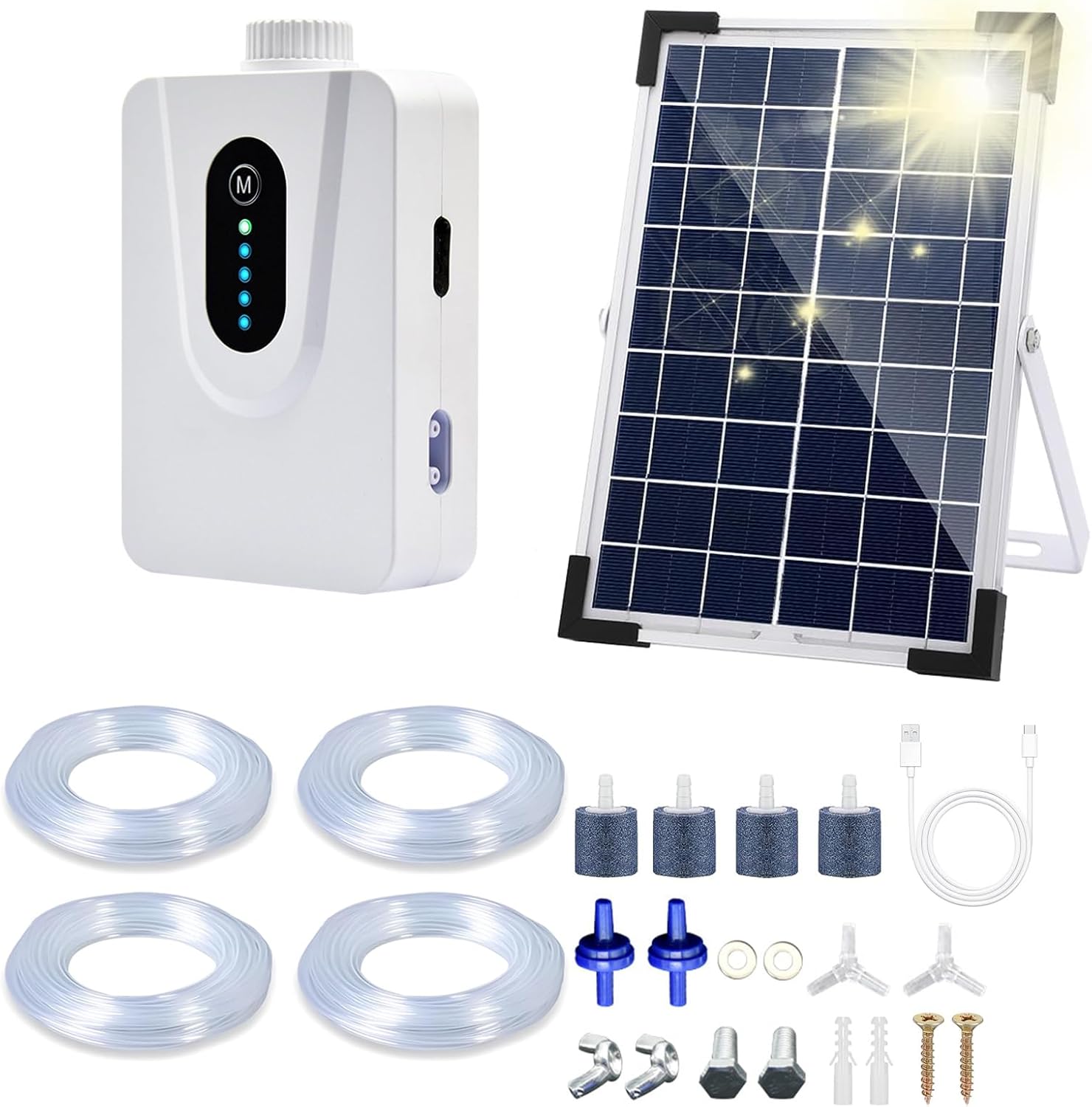 Pompes À Air Solaires, Aérateur De Bassin Solaire De 6 W Avec Batterie De 6000 Mah, Chargement Usb Et Chargement Solaire Sont Disponibles, Oxygénateur Pour Aquarium, Aérateur De Pêche Avec