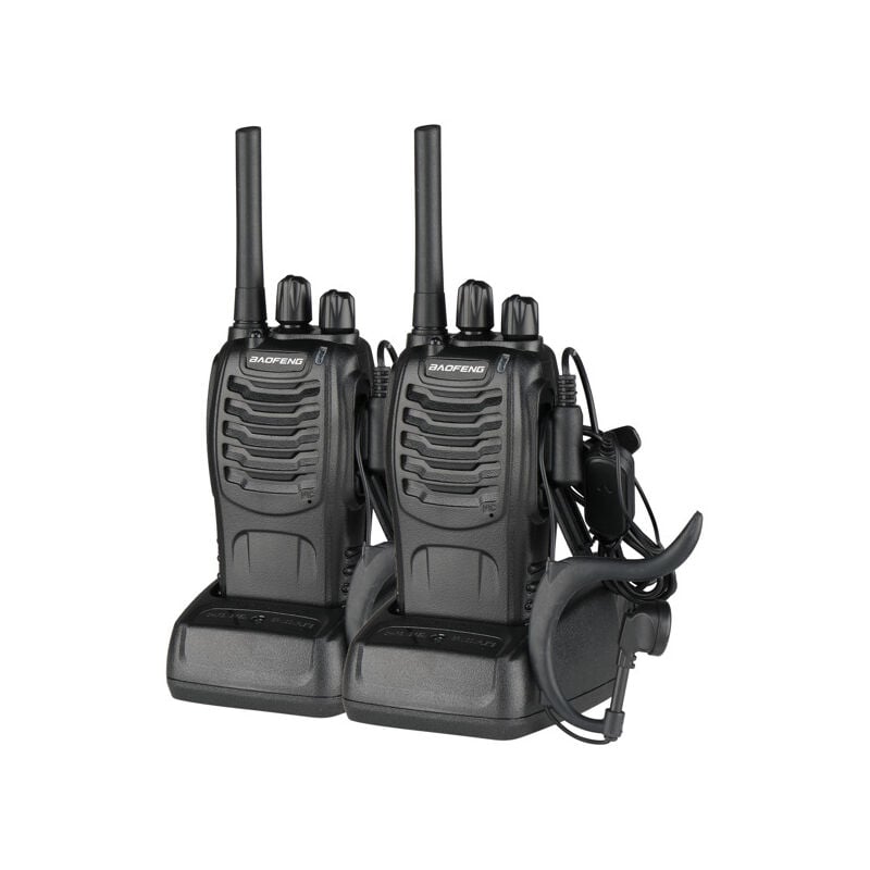 2pcs Bf-88e 1500mah Walkie-talkie En Veille Ultra-longue Durée Eu Standard Noir