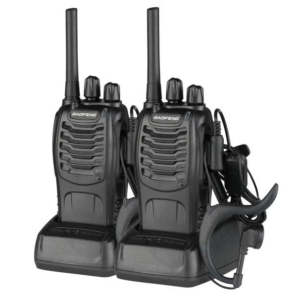 Svkbjroy 2pcs Bf-88e 1500mah Talkie-walkie En Veille Ultra-longue Durée Norme Ue Noir