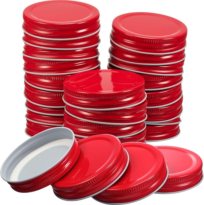 Lot De 30 Couvercles Pour Bocaux Mason À Ouverture Standard, Étanches Et Sécurisés (rouges)