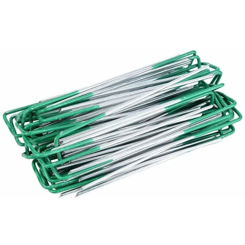 50 Pcs Piquets De Fixation, Piquets De Jardin, Agrafes Gazon Synthétique Vert, Pour Bâches De Sol De Jardin, Fixation De Gazon Synthétique Extérieur