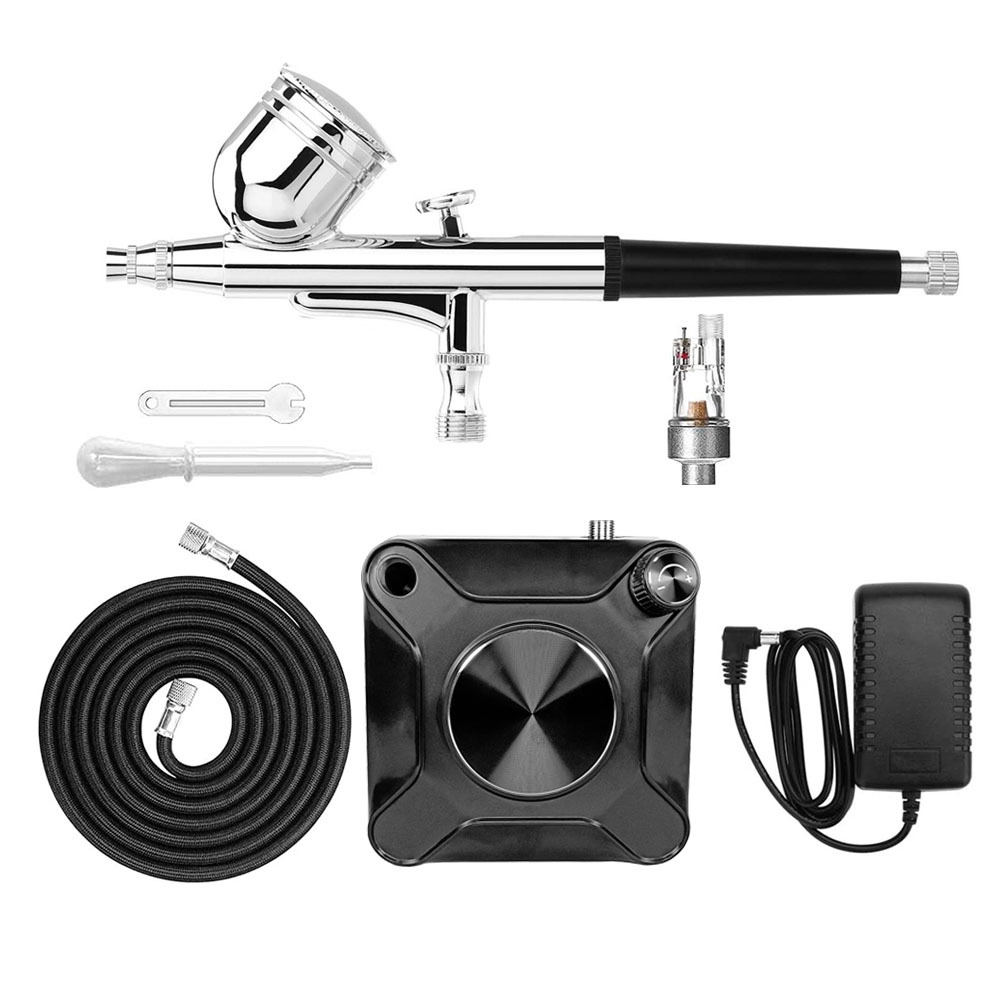Kit D'Aérographe À Sortie Réglable 40psi Kit De Compresseur De Brosse À Double Action Pour Peinture, Maquillage, Décoration, Artisanat D'Art, Installation Facile