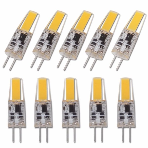 Lot De 10 Mini Ampoules Led Cob G4 Dimmables De 6 W (équivalent Incandescence), Compatibles 12 V Et 220 V Ca/cc, Remplaçant Les Ampoules Halogènes De 30 W Et 40 W Pour Lustres Et Spots. Couleur : Blan