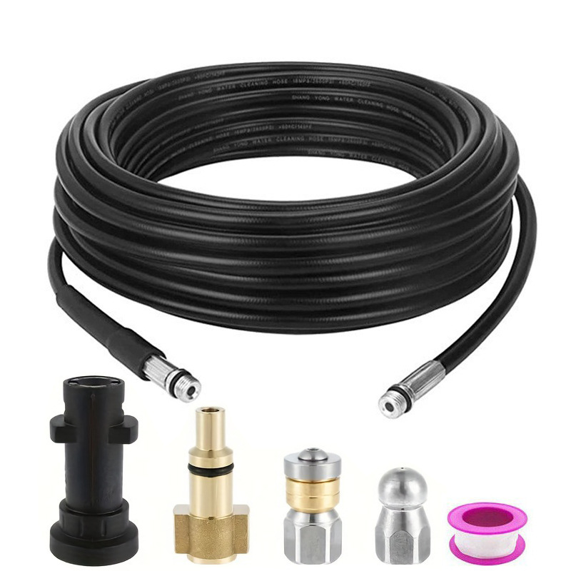 10m Tuyau Débouche Canalisation, Kit De Nettoyage Du Tuyau De Vidange Du Nettoyeur Haute Pression Avec Buse À Jet Rotatif
